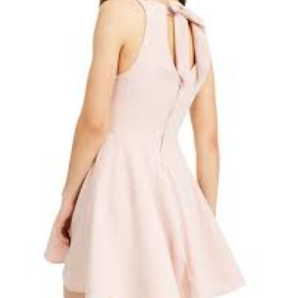 NWT B. Darlin Sleeveless V-Neck Bow-Back Scuba Crepe Fit & Flare Dress - Picture 3 of 11